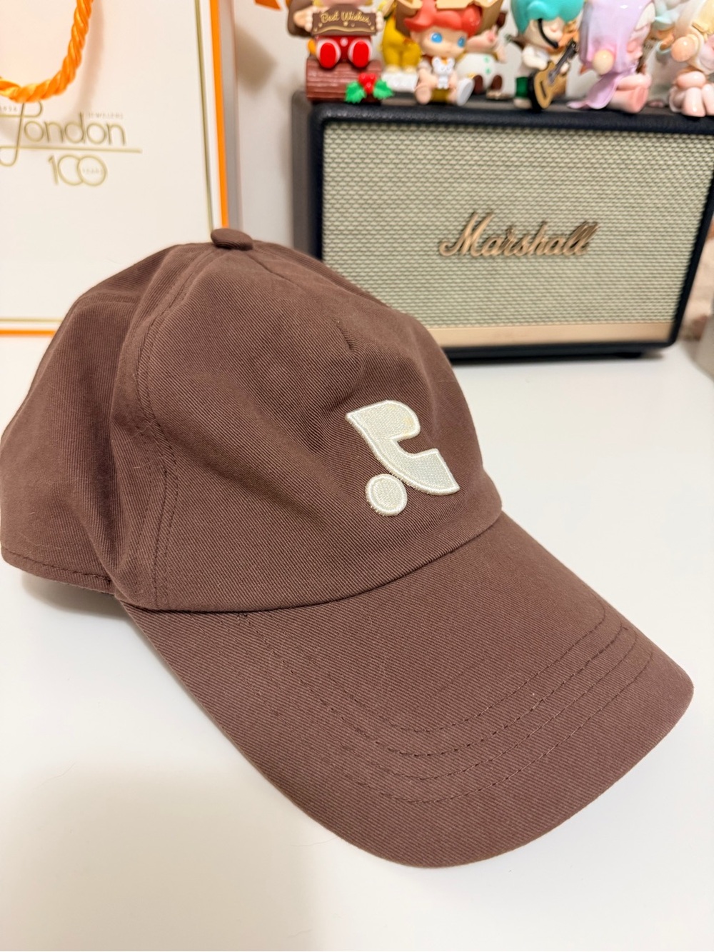 Men's Brown Baseball Cap with White Logo
